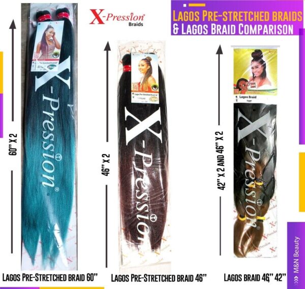 XPRESSION LAGOS BRAID PRE-STRETCHED 42" 46" ORIGINAL - Image 2